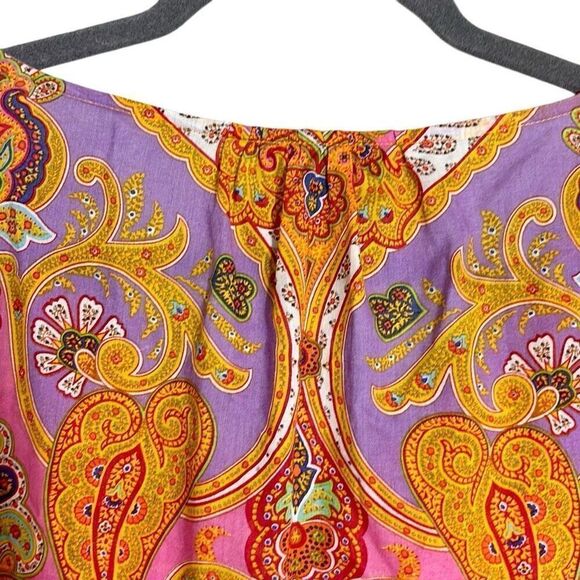 Lauren Ralph Lauren cotton boho multi print bright ruffle blouse XL - Picture 5 of 12